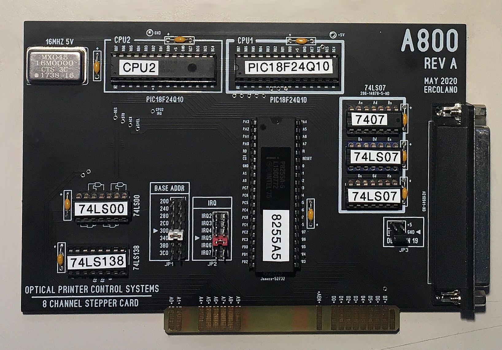 OPCS A800 - 8 Channel Stepper Pulse Generator ISA Board